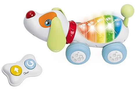 Chicco DogReMi Perro Electrónico Control Remoto, Perrito Interactivo Que Ladra y Camina con Mini Centro de Actividades, Luces y Sonidos, Mando de 2 Direcciones - Juguetes para Niños 18 Meses - 4 Años