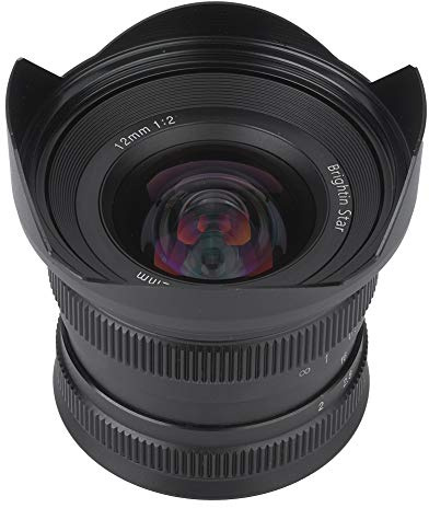 Brightin Star 12 Mm F2.0 Superweitwinkel-APS-C-Metallobjektiv mit Manueller Fokussierung, Stoßfestem, Stabilem Rahmen, Hochwertigem Optischem Glas, Hoher Auflösung, (E-Anschluss)