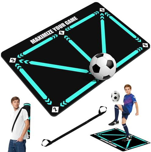 YAOZUP Tapis Football Entrainement, 90 x 60 cm Tapis d'entraînement Football Antidérapant, Tapis d'entraînement de Football, Tapis Football Dribble Footstep d'entraînement