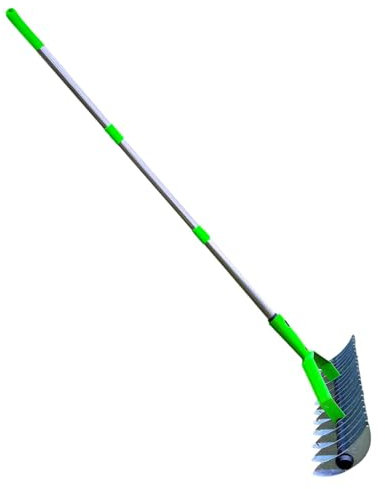 Rastrello per foglie – Rastrello in acciaio resistente all'usura, scarificatore, rastrello da giardino multifunzione, livellamento delle foglie prato, gestione del terreno, rastrello ergonomico