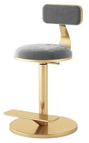 KLOPYTR Runder, Drehbarer Schminkhocker, Verstellbarer Schminkhocker Mit Fußstütze, Für Schminkzimmer, Badezimmer, Niedlicher Schminkhocker, Samtgepolsterter Sitz,A,Grey