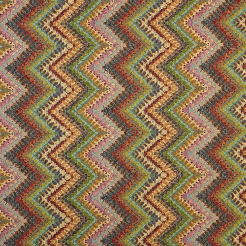 Kt KILOtela - Jacquard-Stoff für Stühle, Kissen, Kopfteil, Sofa, strapazierfähig, Nähen, 100 cm lang x 280 cm breit, Zickzack-Muster, mehrfarbig
