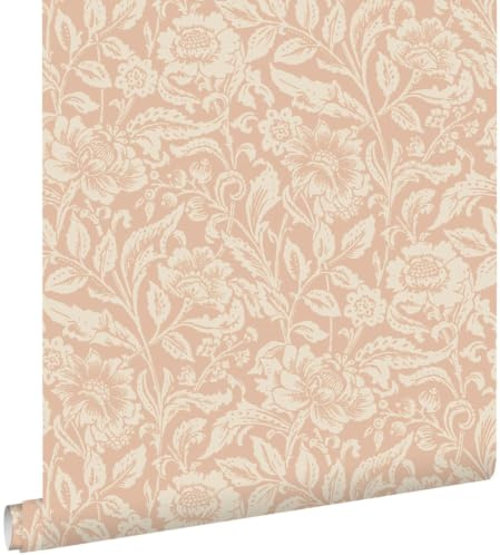 papier peint fleurs vintage rose terracotta 53 cm x 10.05 m - ESTAhome