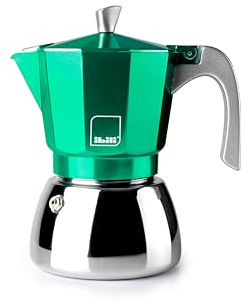 IBILI - Cafetera express Elba Green, 9 tazas, 450 ml, Aluminio fundido, Base de Acero Inoxidable, Apto para inducción