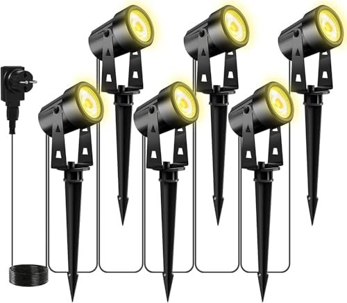 Totofac Foco Proyector Exterior, 6 Pcs LED Lámpara de Césped, 6x3W COB IP65 Impermeable, DC12V 1200LM 3000K focos de jardín, ideal per para exteriores, pasillo, césped, patios traseros y caminos