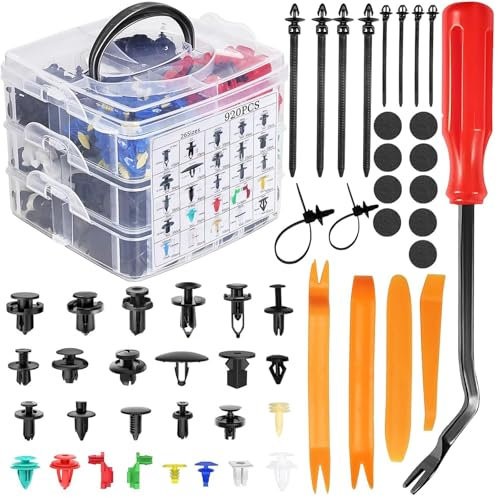 KIMIGO 1105 PCS Rivetti in Plastica per Auto,Clip di Fissaggio per Auto,Morsetti paraurti Protezione per Rivetti in plastica per Paraurti,Parafanghi,Porte,Strumenti Rimozione