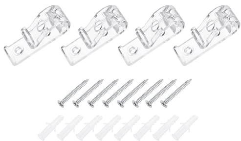 sourcing map 4Pcs 50x15mm Roller Shade Chain and Cord Hold Down, Curtain P Clip Fixation Hooks, Bead Chain Tension Device with Screws for Roller Blinds, Roman Shades, Clear