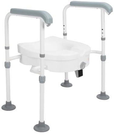 Erhöhter Toilettensitz mit Griffen, Hochstabile WC-Sitzerhöhungen aus Edelstahl für Senioren und Schwangere Frauen