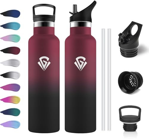 Borraccia Termica 750ml, Borraccia con Cannuccia, senza BPA, Borraccia Termica a Prova di Perdite, Doppia Parete, Facile Pulizia, a Prova di Perdite, Termos per Palestra, Sport, Bici, Campeggio