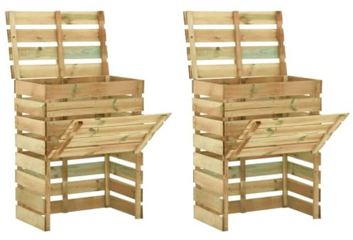 Xichuzi Compostador Listones 2 uds Madera Pino impregnada 80x50x100 cm, Compostadora Organica Jardin, Vermicompostador, Composteras Huerto, Compostera Domestica