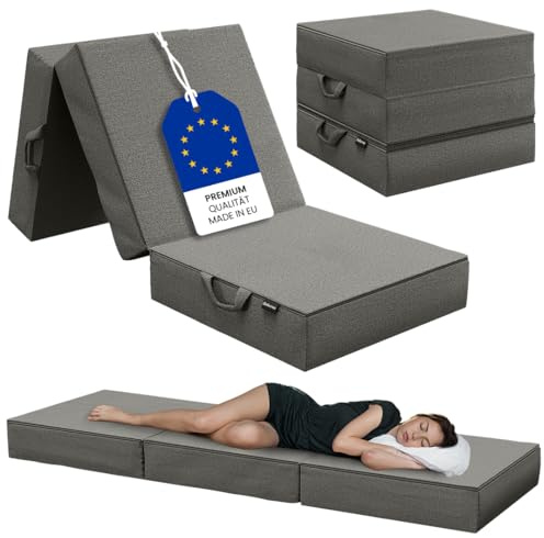 Bellamio Lomme Klappmatratze 90x200 cm, Dunkelgrau, Faltmatratze extra dick