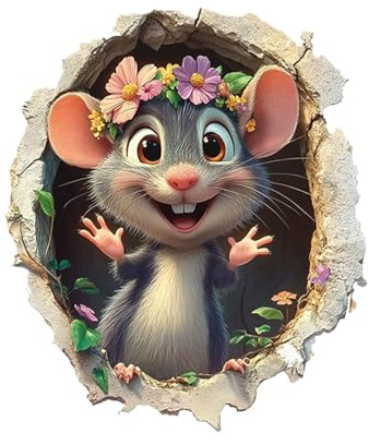 Syengery 3D Wandaufkleber, 3D Cartoon Wandloch Aufkleber Deko, Kreativ Abziehbar & Klebend – Deko Für Bad, Küche, Garten, Kinderzimmer, Schlafzimmer & Wohnraum