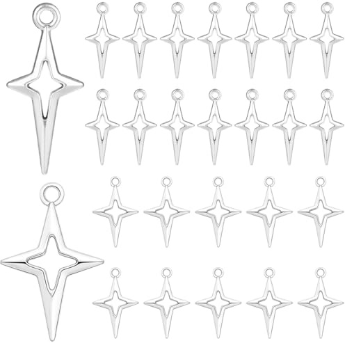 75 Pièces Breloques creation bijou, Pendentif étoile, Argent Antique Breloques charms pour Bracelet Collier Bracelet Boucles d'Oreilles DIY Fabrication Breloque pour Bijoux