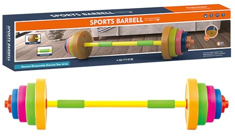 Juguete de barra | Manejo ajustable Juego de peso para niños | Equipo de entrenamiento de fitness divertido | Herramienta de entrenamiento de simulación de equipos de gimnasio | Juguete de peso para n