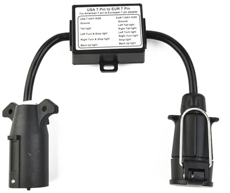 PENCHEAK Luce del Rimorchio per Convertitore Rimorchio UE Convertitore Veicolo 7pin Socket UE 7pin Connettore A Rotonda Compatibilità Veicolo