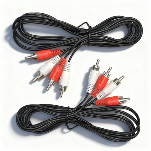 Alinw 2 Pcs RCA Cables Phono Cable, 2RCA to 2RCA Cables Male-to-Male 1.5m Length for Audio Stereo Speaker Wire Adapter, Amp Subwoofer Home Cinema