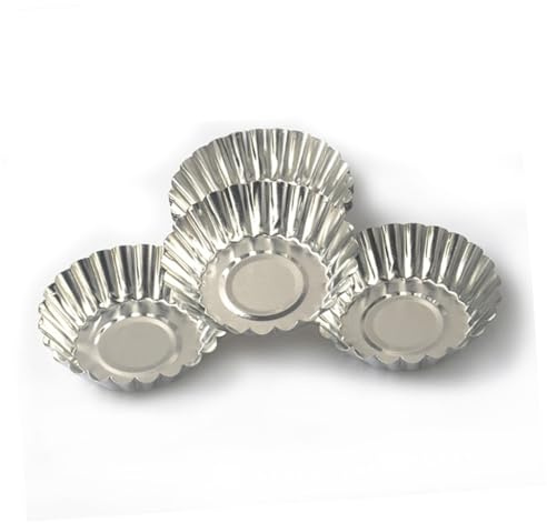 KOCKSHION 50pcs Tinplate Egg Tart Molds Nonstick Tartlets Pans Baking Cups for Muffins Cookies Cheesecakes Quiche Souffles Custard Cakes and Small Pies Easy Release and Quick Heat