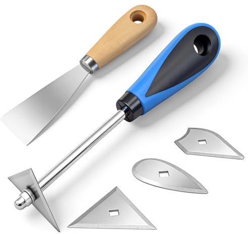 Grattoir Peinture Multifonction 3 en 1 avec 3 Grattoir Lames Interchangeables et 1 Couteau a Enduire de Nettoyage pour Fond D'écran et Rouille Utilisé pour Rénovation et Outils Bricolage