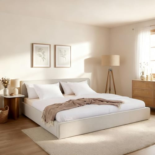 LATINI Polsterbett mit höhenverstellbarem Kopfteil, 160x200 cm, Hellgrau - Doppelbett inklusive Lattenrost, ideal für zwei Personen, Bettgestell stabil und bequem, modernes Design für das Schlafzimmer