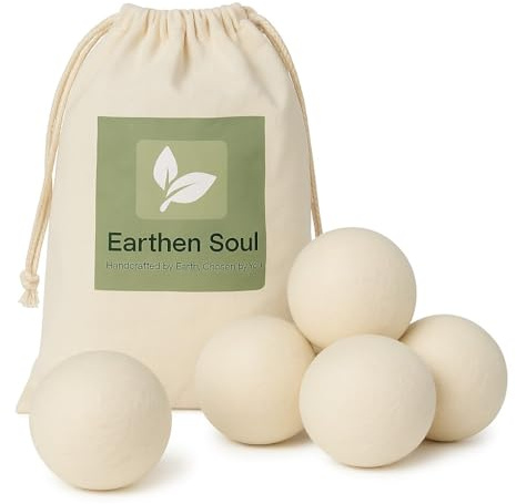 Wool Dryer Balls XL Pack of 6 – Organic Handmade Reusable Fabric Softener, Reduces Drying Time, Static & Dryer Noise, Eco-Friendly Laundry Alternative