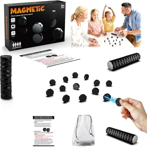 Juego Imanes Cuerda, Ajedrez Magnético Portátil de Moldeo por Inyección, Juego de Mesa con Piedras Imanadas, Ideal para Viajes, Fiestas y Reuniones Familiares