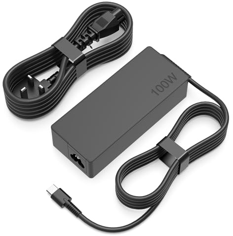 SKOTSLYE 100W USB C Charger, 2M 6.6ft Power Adapter Compatible with MacBook Pro Air, HP Chromebook, Lenovo, Dell XPS, ASUS, Samsung, Black Type C Laptop Fast Charging Cable Included