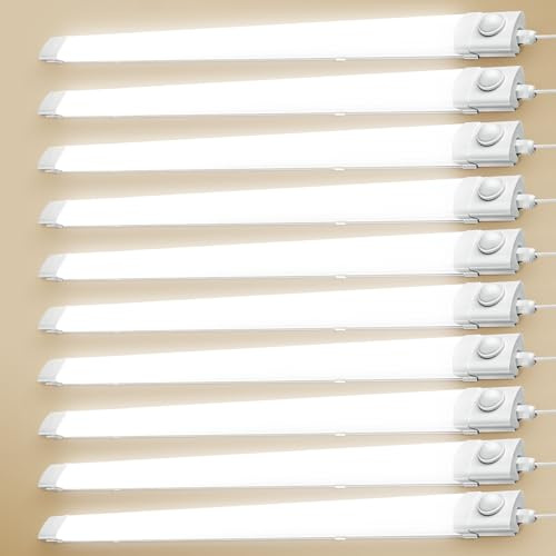 wowspeed LED Feuchtraumleuchte 120CM mit Bewegungsmelder 40W 4400LM Feuchtraumlampe 4500K, IP65 Wasserdicht Kellerleuchte, LED Werkstatt Deckenleuchte für Keller, Garage, Lager, Büro 10 Stück