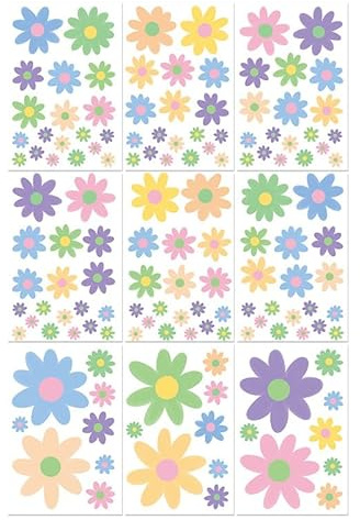 138 Pcs Colorful Daisy Window Clings, Double-Sided Spring Floral Window Stickers, Boho Flower Decals for Glass, Anti-Collision Sun Catchers for Home Office Shop Classroom Decor