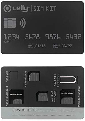 Celly Kit Universale di Adattatori per Schede SIM con Clip, Nero