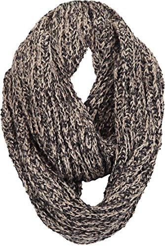 FEINZWIRN Loop-Strickschal tolles Winteraccessoires für Sie und Ihn melangefarbener Rundhalsschal Grobstrick-Wollschal Schlauchschal Winter (hellbraun)