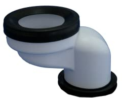 BYUP T-119 - Siphon Polypropylène Blanc - Valve à Clapet Anti-Retour - 90 mm - 2 Ports - Manchon WC