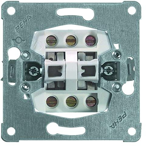 PEHA 00110911 elemento di base doppio interruttore con morsetti a vite per tutti i programmi da incasso 10 a 250 V, doppio interruttore (Attacco a Vite)