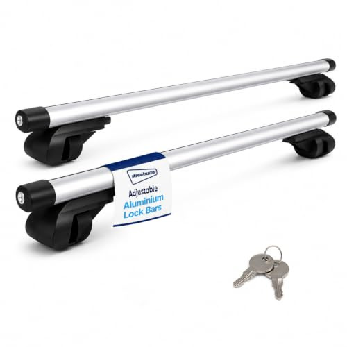 Streetwize SWRB5 Aluminium Lock Bars – 2 x 135 cm Adjustable Anti-Theft Roof Bars | Car Accessories