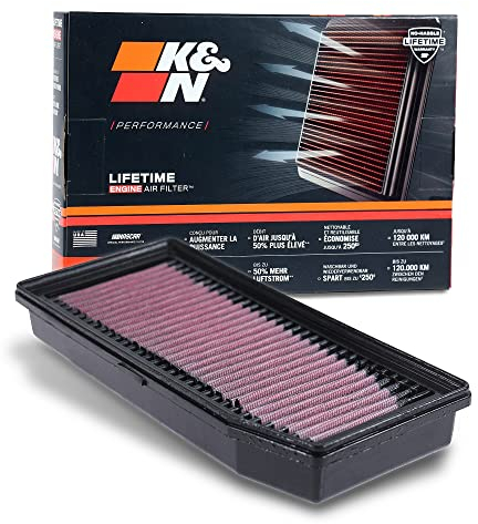 K&N Filtre à air de remplacement compatible avec Dacia Dokker, Duster, Lodgy, Logan, Sandero / Renault Captur, Clio 2012- (33-3007)