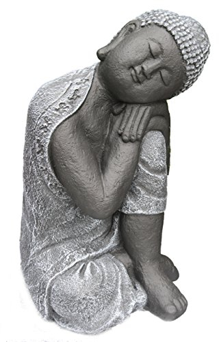 STEINFIGUREN SPICKER Steinfigur Buddha, 168/1 Gartenfigur Steinguss Basaltgrau Schwarz