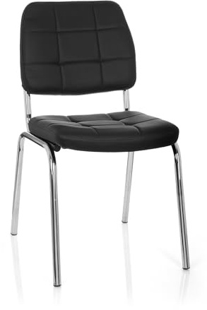 hjh OFFICE 706800 besökarstol PICENO V - Vackert designad besöksstol med 4-bensram, Klädsel av lättskött konstläder, Stoppad sits, Förkromat fotstöd