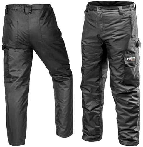 NEO TOOLS Pantalon de Travail Homme Thermique Professionnel - Pantalon de Protection d'hiver imperméable et Coupe-Vent - Polaire - Poches Multifonctions - Renforts en Tissu Oxford - S-XXL (M)