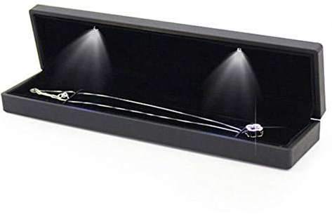 YUYTE 4 Tipos Caja de Exhibición de Joyería con Luz LED, Estuche de Almacenamiento de Joyería para Anillo/Colgante/Pulsera/Collar para Mejor Regalo(Caja de Collar)