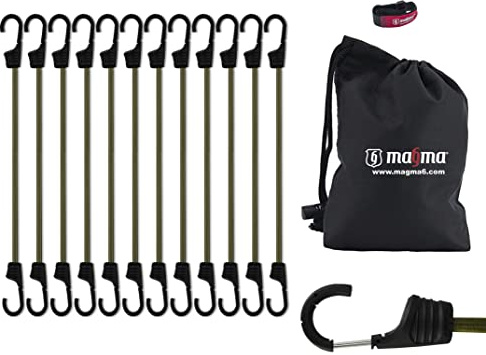 MAGMA Spanngummi 12er Set | Robuster Schnellspanner für Fahrrad, Auto, LKW, Anhänger & Garten Expander zur Sicherung von Tarps, Ladung und Planen Für Camping, Militär und Outdoor (45cm, Grün)