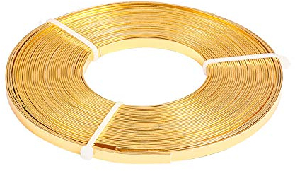 BENECREAT 10m (33FT) 5mm breiter goldfarbener Aluminium Flachdraht eloxiert flacher Kunstdraht für Schmuckherstellung, 10m/Rolle