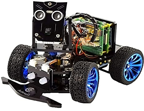 PiCar-B WiFi Wireless Smart Robot Car Kit para Raspberry Pi 4/3 Modelo B+/B reconocimiento de voz seguimiento de objetivos OpenCV transmisión de video en tiempo real robot educativo Raspberry Pi