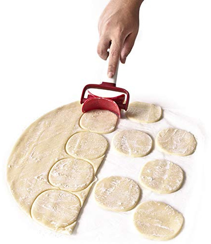 FOReverweihuajz Food Grade ABS Non-Stick Dumpling Mold Dough Press Round Shape Cookie Cutter Roller Cooking Baking Tool
