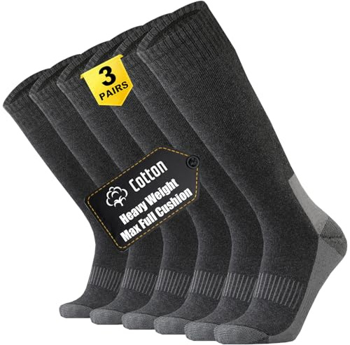 ONKE Max Full Cushion Knee High Socks for Men Steel Toe Work Boot Over the Calf OTC Moisture Wicking Thermal Hiking Hunting(DarkGray L)