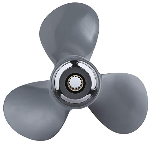 Plyisty Bootspropeller aus Aluminiumlegierung 11 1/4 x 13 für 35-60 PS, 13 Spline Tooth 3-Blatt-Außenbordmotorpropeller für bessere Leistung und Segeln.