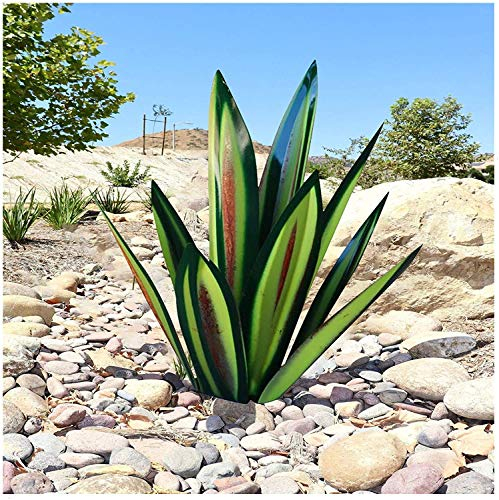 Agave Pflanze Metall Garten Ornamente, Tequila Skulptur Statue Dekor, Metall Agave Pflanze Rustikale Skulptur Outdoor Statue, Garten Hof Kunst Dekoration Statue Home Decor für Garten (grün, 27 cm)