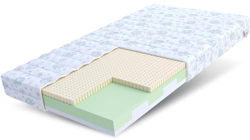FDM Smile Matratze 60x120 cm Kaltschaum Kindermatratze Höhe 10 cm Härtegrad H3 Öko-Tex Allergikergeeignet Bezug Waschbar Latex Matratzenbezug Dumbo
