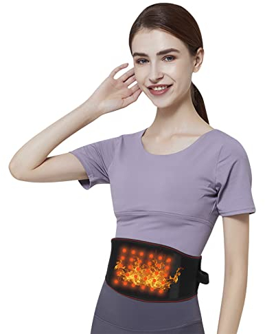 Faxianther USB Rechargeable Electric Heated Back Brace Wrap Olders Adutls Abdomen Waist Kidney Heating Pad Band Adjustable Rheumatic Heat Therapy Belt Low Back Pain Warmer Support