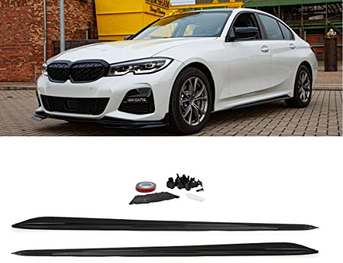 DM Autoteile 14196 Sport-Performance Seitenschwelleransätze Schwarz Glanz kompatibel für BMW 3er G20 G21 M-Paket + ABE