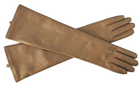 Damen-Handschuhe aus Schaffell, Leder, lange Handschuhe, Champagner 7
