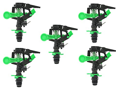 [Pack 5]Riego profesional de riego agrícola sectorial 1/2. Aspersor ajustable de círculo parcial. Aspersor con variación de giro dependiendo de presión con flujo de 1,5/ 2,3 L/min